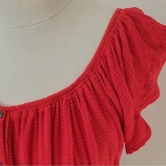 Free People Red Ruffled Peplum Top - Picture 4 of 7